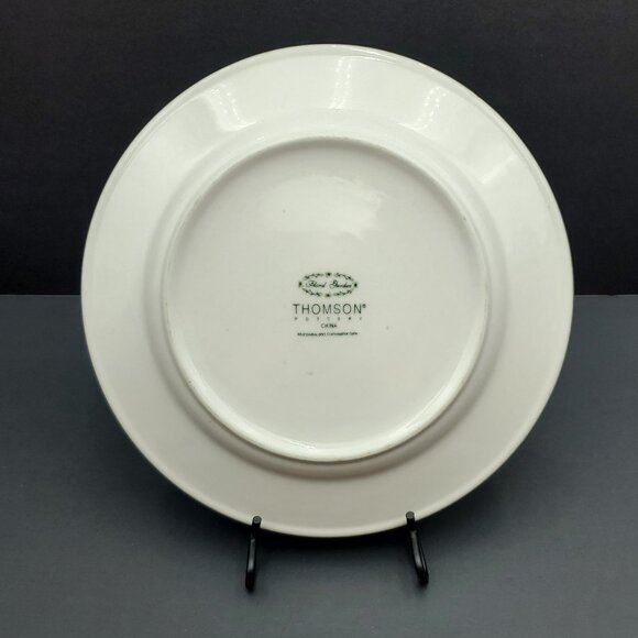 Thomson Pottery Floral Garden Geraniums Dinner Plate Purple Yellow Flower Plate - Picture 3 of 5